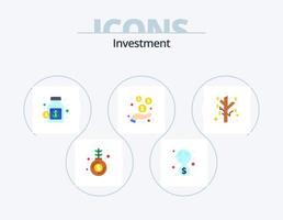 investering platt ikon packa 5 ikon design. investering. skydd. valuta. pengar. dollar vektor