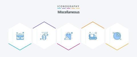 diverse 25 blå ikon packa Inklusive paj. snabb. väska. lastbil. leverans vektor