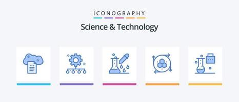 vetenskap och teknologi blå 5 ikon packa Inklusive modellering Ansökan. dator grafik. arbete förvaltning. vetenskaplig forskning. mikrobiologi. kreativ ikoner design vektor