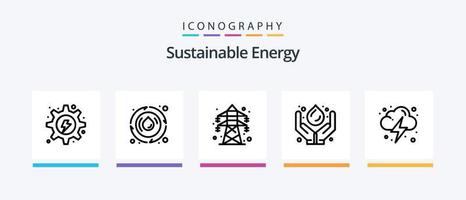 nachhaltig Energie Linie 5 Symbol Pack einschließlich Leistung. Frühling. verlängerbar. sinken. Öl. kreativ Symbole Design vektor