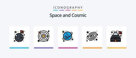 Raum Linie gefüllt 5 Symbol Pack einschließlich . Empfänger. Nadir. parabolisch. Kommunikation. kreativ Symbole Design vektor