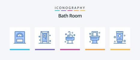 bad rum blå 5 ikon packa Inklusive . rum. bad. grädde. kreativ ikoner design vektor