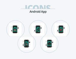 android app linje fylld ikon packa 5 ikon design. smartphone. volym. sluta. ljud. app vektor