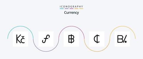 valuta linje fylld platt 5 ikon packa Inklusive panamanska. valuta. valuta. balboa. ghanansk vektor