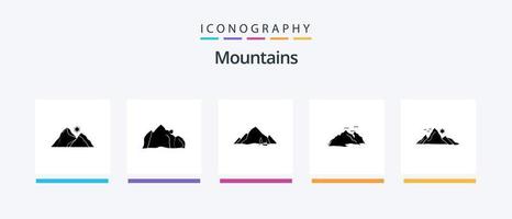 bergen glyf 5 ikon packa Inklusive kulle. berg. natur. fåglar. kulle. kreativ ikoner design vektor