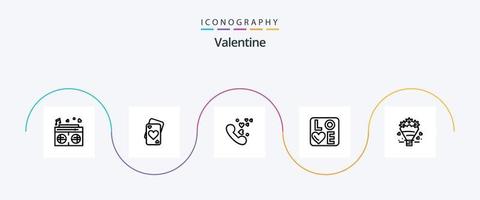 Valentinstag Linie 5 Symbol Pack einschließlich Liebe. Liebe. Karte. Tag. Valentinstag vektor