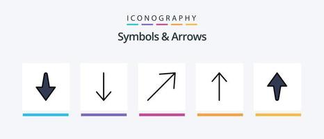 Symbole und Pfeile Linie gefüllt 5 Symbol Pack einschließlich . eingeben. hoch. kreativ Symbole Design vektor