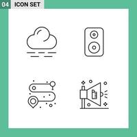 Lager Vektor Symbol Pack von 4 Linie Zeichen und Symbole zum Wolke Anzeige Lautsprecher Punkt Marketing editierbar Vektor Design Elemente