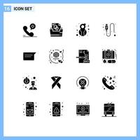 Gruppe von 16 solide Glyphen Zeichen und Symbole zum Basic Draht acht März USB Kabel editierbar Vektor Design Elemente