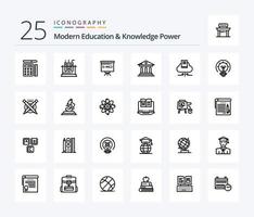 modern utbildning och kunskap kraft 25 linje ikon packa Inklusive pil. domstol. klassrum . campus. universitet vektor