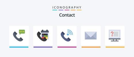 Kontakt eben 5 Symbol Pack einschließlich Kontakt uns. Kommunikation. Datum. abgehend. Kontakt uns. kreativ Symbole Design vektor