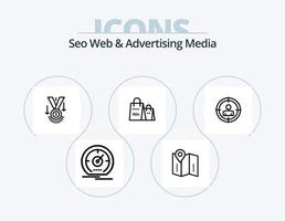 seo webb och reklam media linje ikon packa 5 ikon design. dyka upp. SMS. layout. mål vektor