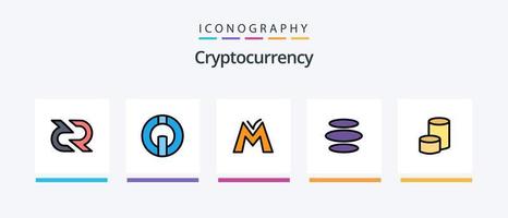 kryptovaluta linje fylld 5 ikon packa Inklusive jämlikar spelar . plus. crypto . kryptovaluta . bitcoin. kreativ ikoner design vektor