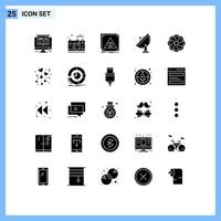 Lager Vektor Symbol Pack von 25 Linie Zeichen und Symbole zum Gericht Radar Error Antenne warnen editierbar Vektor Design Elemente