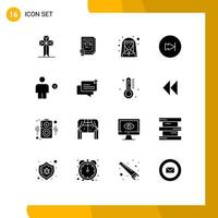 Pack von 16 kreativ solide Glyphen von Benutzerbild nach vorne Kirche schnell Beruf editierbar Vektor Design Elemente