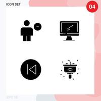 4 användare gränssnitt fast glyf packa av modern tecken och symboler av avatar pc mänsklig övervaka pil vänster redigerbar vektor design element