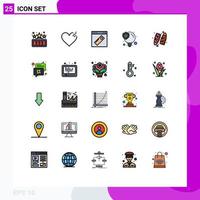 uppsättning av 25 modern ui ikoner symboler tecken för surfingbräda rekreation verktyg lösning seo redigerbar vektor design element