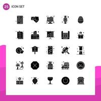 Lager Vektor Symbol Pack von 25 Linie Zeichen und Symbole zum Ostern Hand Uhr Frühstück Uhr Digital editierbar Vektor Design Elemente
