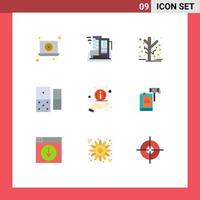 grupp av 9 platt färger tecken och symboler för information domino höst domino träd redigerbar vektor design element