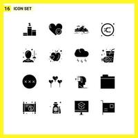 Pack von 16 kreativ solide Glyphen von Mischen Musik- Berg mischen Baum editierbar Vektor Design Elemente