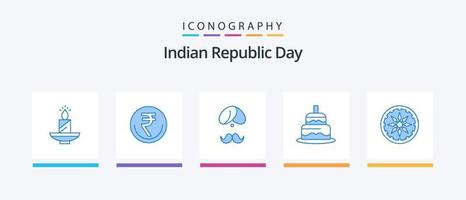 indisk republik dag blå 5 ikon packa Inklusive man. Indien. valuta. hinduiska. rupee. kreativ ikoner design vektor