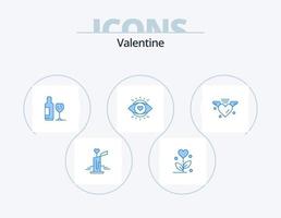 valentine blå ikon packa 5 ikon design. kärlek. ljus. dryck. utbildning. öga vektor