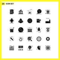 Gruppe von 25 solide Glyphen Zeichen und Symbole zum Suche glücklich Sonne Kommentar Blase editierbar Vektor Design Elemente