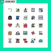 redigerbar vektor linje packa av 25 enkel fylld linje platt färger av browser inställningar konst configure tvättning redigerbar vektor design element