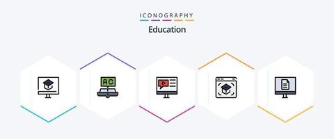 utbildning 25 fylld linje ikon packa Inklusive inlärning. utbildning. skola. video. multimedia vektor