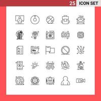 uppsättning av 25 modern ui ikoner symboler tecken för grus bil boll tillbaka väska multimedia redigerbar vektor design element