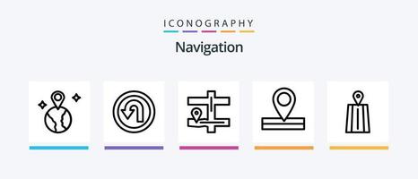 Navigation Linie 5 Symbol Pack einschließlich Karte Stift. Standort. Standort. Favorit. Standort. kreativ Symbole Design vektor