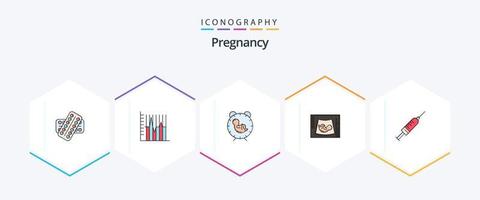 Schwangerschaft 25 gefüllte Linie Symbol Pack einschließlich Sonogramm. Mutterschaft. geduldig. Kind. Baby vektor