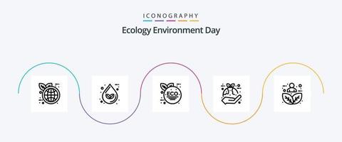 ekologi linje 5 ikon packa Inklusive harmoni. blad. eco grön. hand. skydd vektor