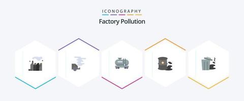 fabrik förorening 25 platt ikon packa Inklusive förorening. miljö. olja. förorening. miljö vektor