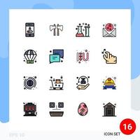 Lager Vektor Symbol Pack von 16 Linie Zeichen und Symbole zum Hochzeit Liebe Werkzeug Herz chemisch Labor editierbar kreativ Vektor Design Elemente