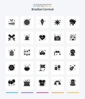 kreativ Brasilianer Karneval 25 Glyphe solide schwarz Symbol Pack eine solche wie Karte. Brasilien. Lebensmittel. Sonne Licht. Licht vektor