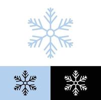 snö flingor platt logotyp enkel design, blå vit och svart Färg vektor