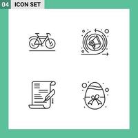 4 Benutzer Schnittstelle Linie Pack von modern Zeichen und Symbole von Fahrrad dokumentieren Sport SEO Rede Ei editierbar Vektor Design Elemente