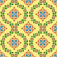 ikat ethnisches nahtloses musterdekorationsdesign. aztekischer stoffteppich boho mandalas textildekor tapete. Stammes- einheimisches Motiv verziert traditionelle Stickereivektorhintergrund-Pixelart vektor
