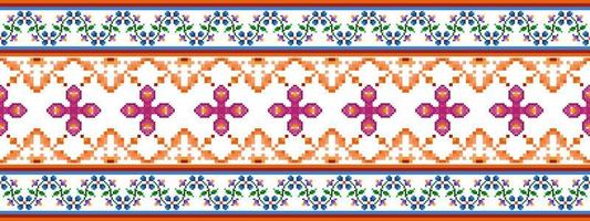 ikat etnisk sömlös mönster dekoration design. aztec tyg matta boho mandalas textil- dekor tapet. stam- inföding motiv ornament traditionell broderi vektor bakgrund pixel stil