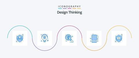 design tänkande blå 5 ikon packa Inklusive design. te kopp. design. kopp. tänkande vektor