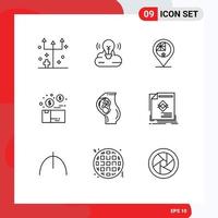9 universell översikt tecken symboler av paket pengar kreativ kampanj bunt nation redigerbar vektor design element