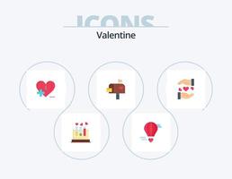 valentine platt ikon packa 5 ikon design. hjärta vård. hälsa vård. kärlek. kärlek. kärlek vektor