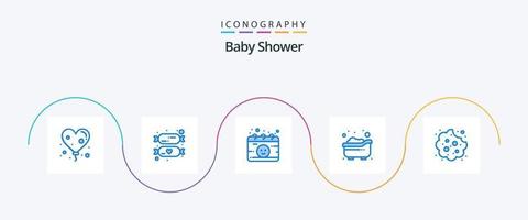 bebis dusch blå 5 ikon packa Inklusive äta. bebis. gynekologi. unge. bad vektor