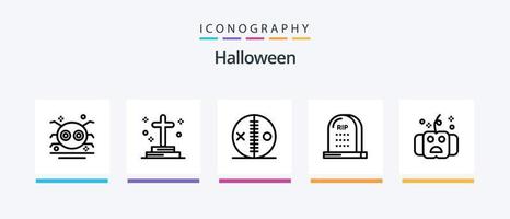 halloween linje 5 ikon packa Inklusive begravning. Kista. spöke. skrin. halloween. kreativ ikoner design vektor