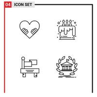 4 Benutzer Schnittstelle Linie Pack von modern Zeichen und Symbole von Herz Transport Kuchen Party Bankwesen editierbar Vektor Design Elemente