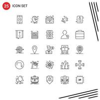 25 Universal- Linie Zeichen Symbole von Karte Einkaufen Energie E-Commerce Sache editierbar Vektor Design Elemente