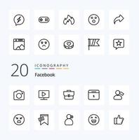 20 Facebook Linie Symbol Pack mögen Kennzeichen Tag Tasche Monat Kalander vektor