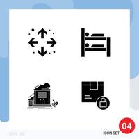 Universal- solide Glyphe Zeichen Symbole von vergrößern Gebäude Bett Zuhause Box editierbar Vektor Design Elemente