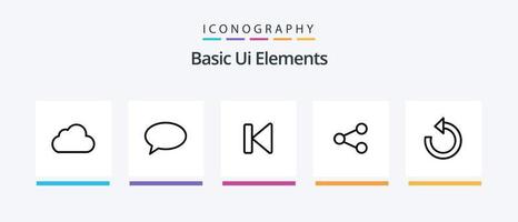 grundläggande ui element linje 5 ikon packa Inklusive signal. wifi. pil. post. chattar. kreativ ikoner design vektor